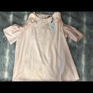 Blush pink cold shoulder top